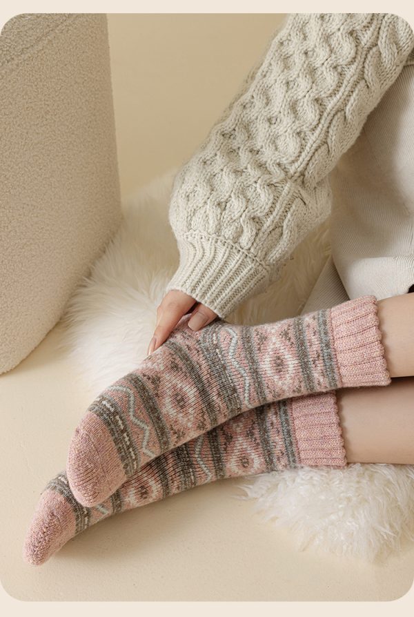 High Quality Thicken Warmth Long Tube Sleeping Indoor Floor Wool Socks for Women - 图片 9