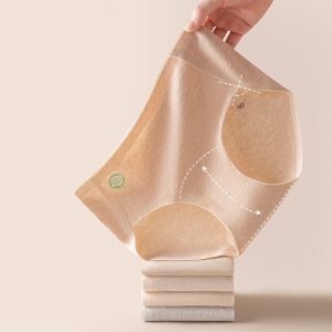 High Quality 7 A Class Raw Cotton Color 0 Dyed Nature Friendly Breathable Mid Rise Cotton Underwear for Women
