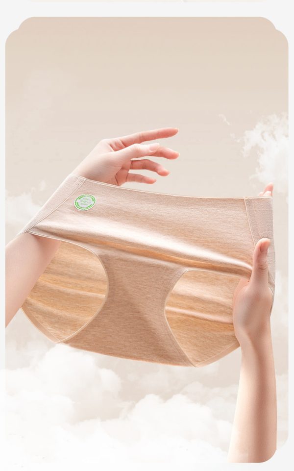 High Quality 7 A Class Raw Cotton Color 0 Dyed Nature Friendly Breathable Mid Rise Cotton Underwear for Women - 图片 7